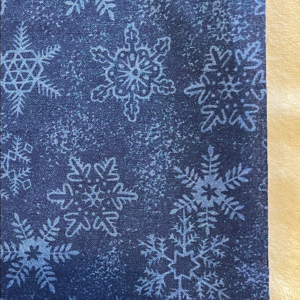 Blue Sparkling Snowflake Patterned Fabric - 2 yards
